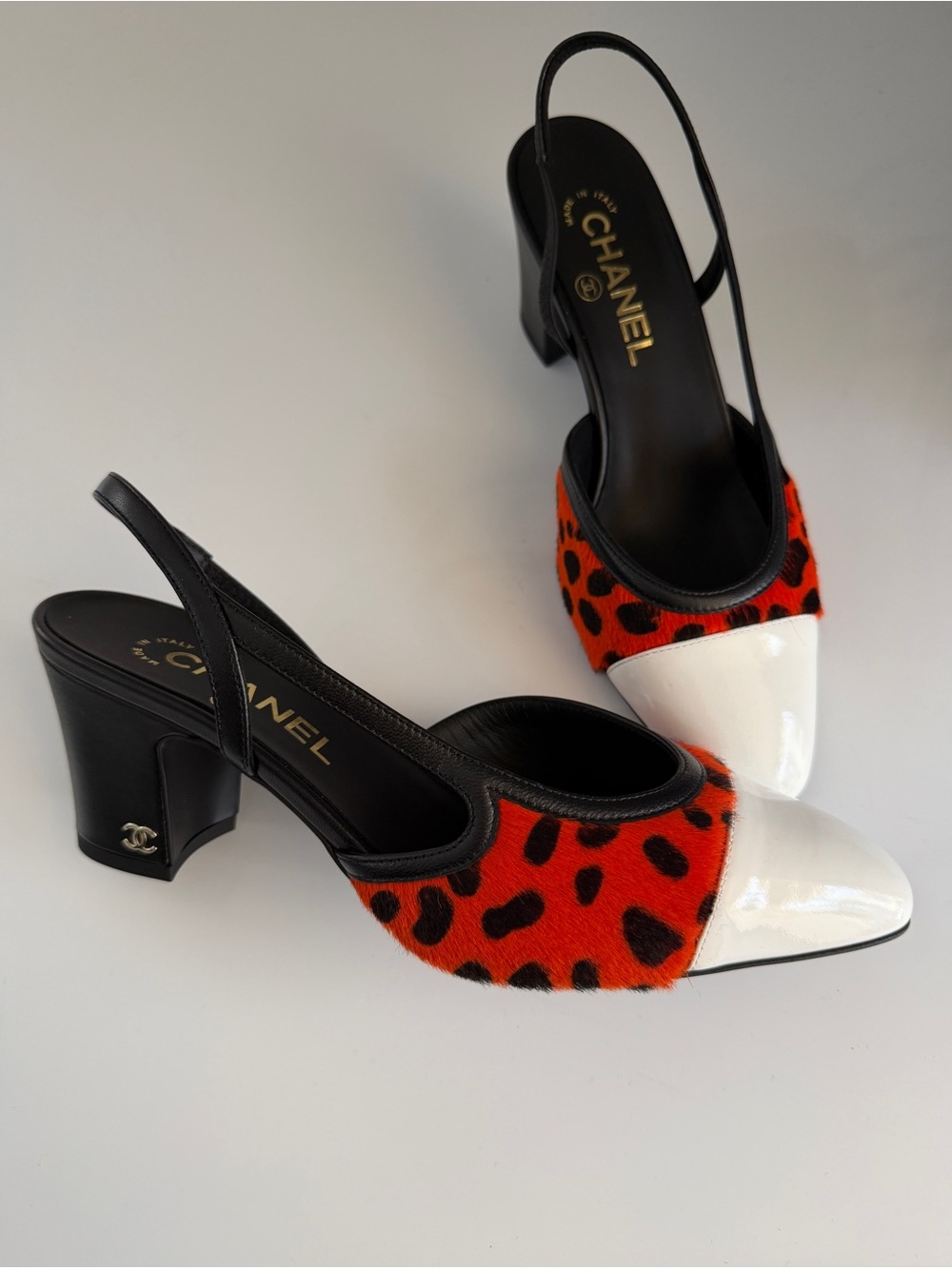 CHANEL PONY HAIR SLINGBACK HEELS